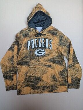 Green Bay Packers Hoodie Sweater Mens Medium Zubaz Football NFL Stretch Official